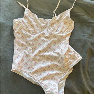 Rylee + Cru Cream Floral Print One-Piece